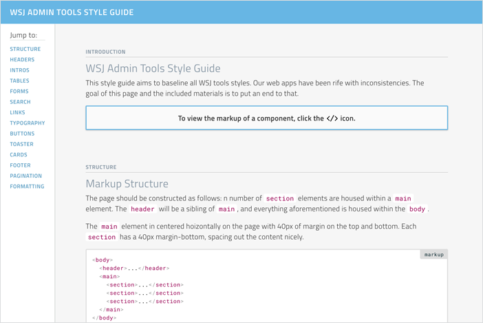 WSJ Admin Tools Style Guide